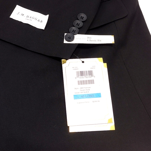 J.M. Haggar Black Classic Fit 48 Long Single Breast Premium Stretch Suit Jacket - Picture 10 of 15